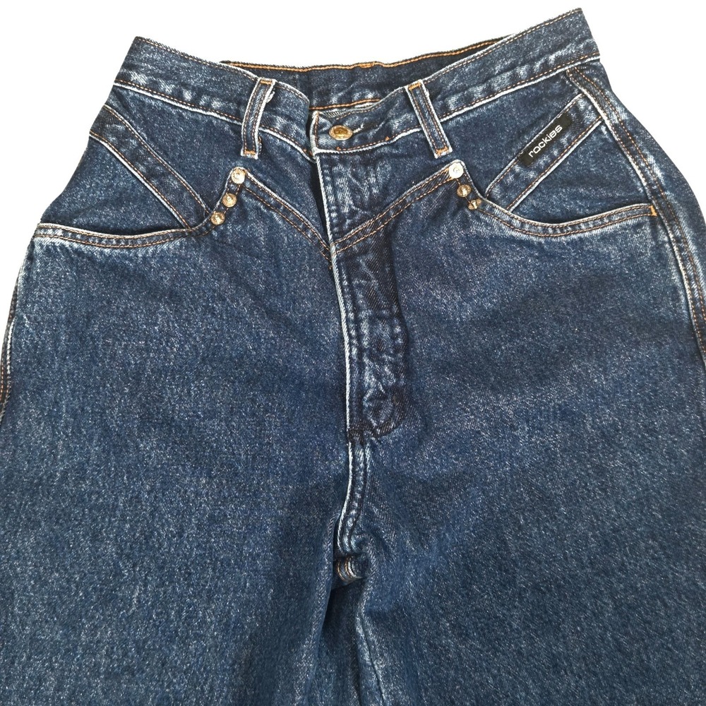 Vtg Rocky Mountain Rockies Blue High Waist Denim Jeans Sz 28/34 USA Vintage